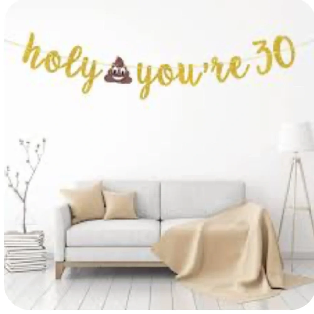 Gold Banner 30th Birthday Party Decorations - Picture 2 of 6